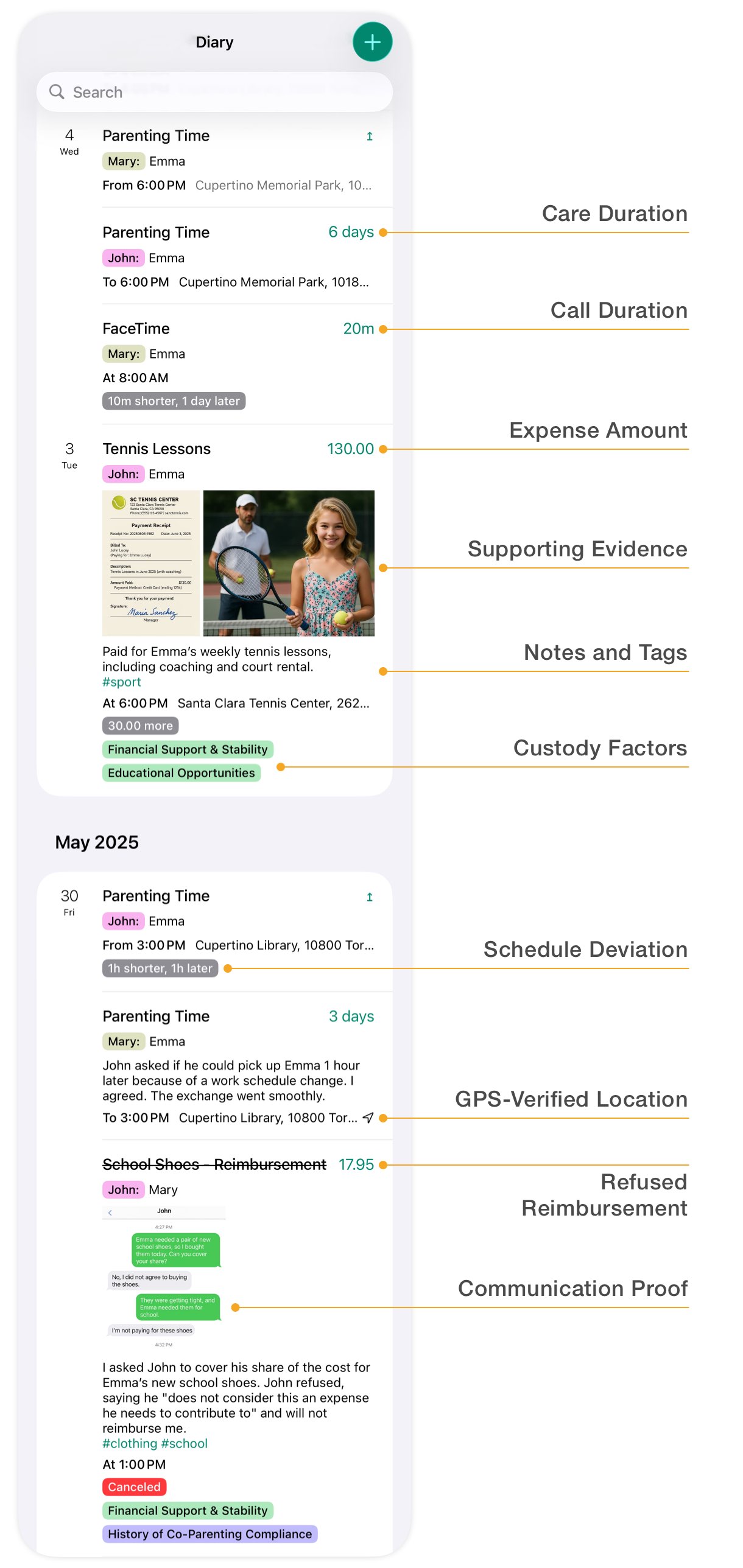Child Custody Journal App