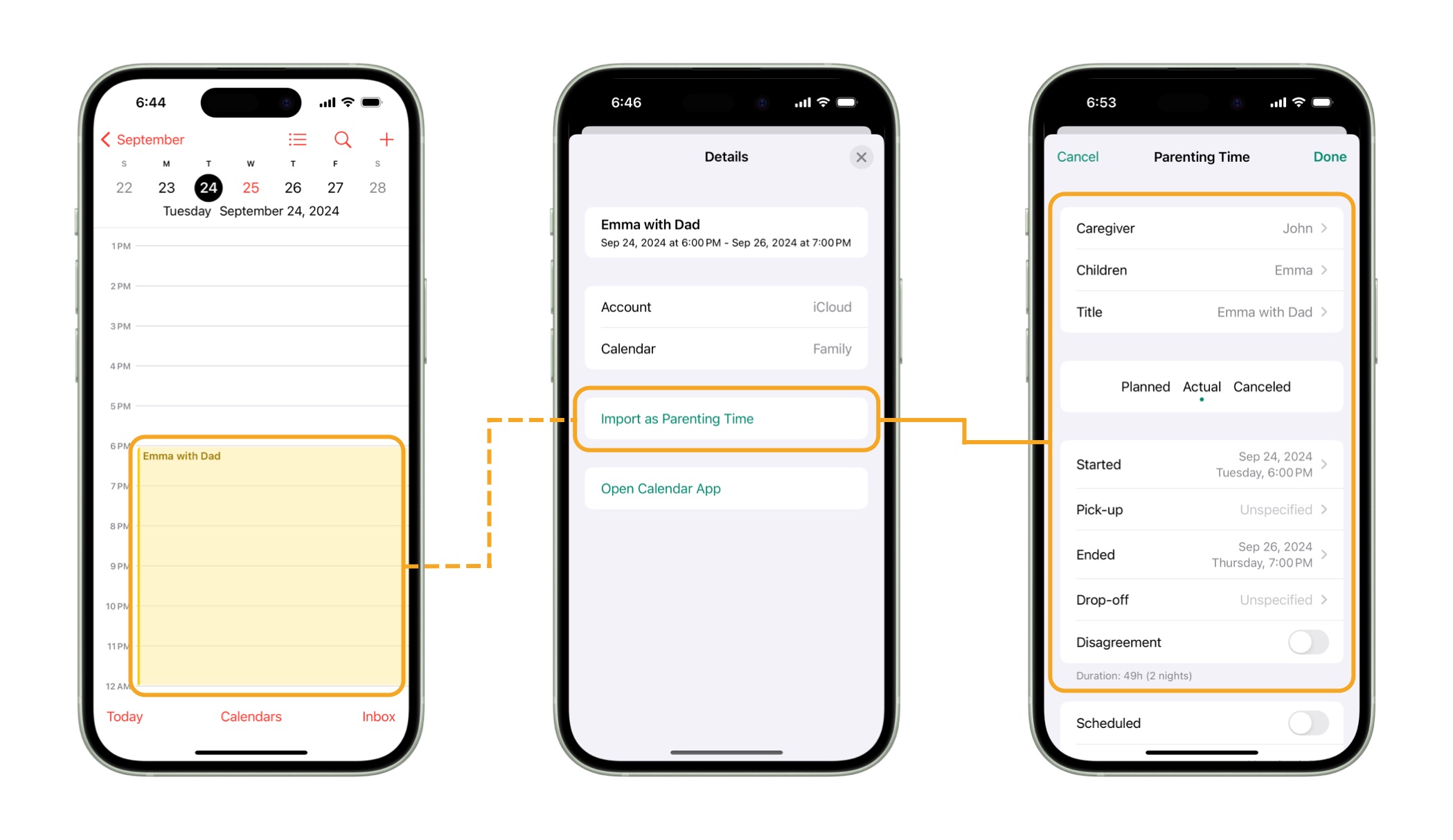 Importing events from external calendars